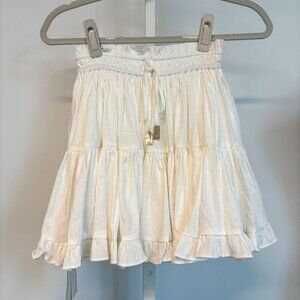 reposhed from jillian harris White Tiered Mini Skirt with Drawstring Waist